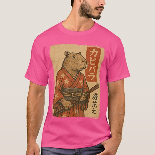 Camiseta Samurái Capybara retro (Anverso)