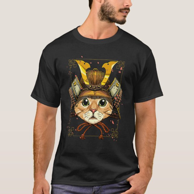 Camiseta Samurai Cat Armor Japanese Warrior Bushido Japanes (Anverso)