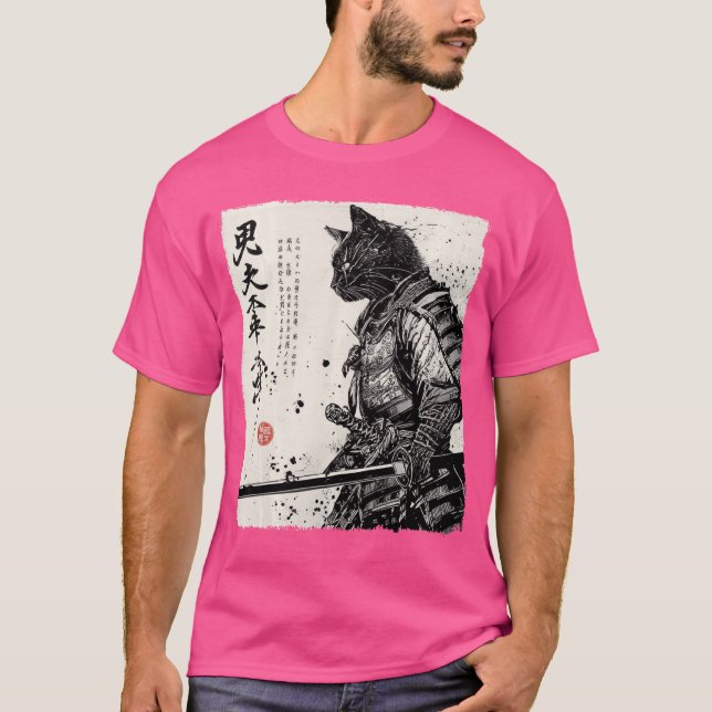 Camiseta Samurai Cat Japanese Art Anime Gifts Men Women Kid (Anverso)