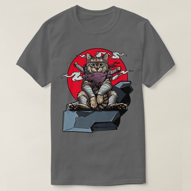 Camiseta Samurai Cat Japanese Katana Warrior Ninja Sword Vi (Diseño del anverso)