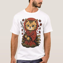 Samurai Cat T-Shirt | Gato de Anime Guerrero Japon