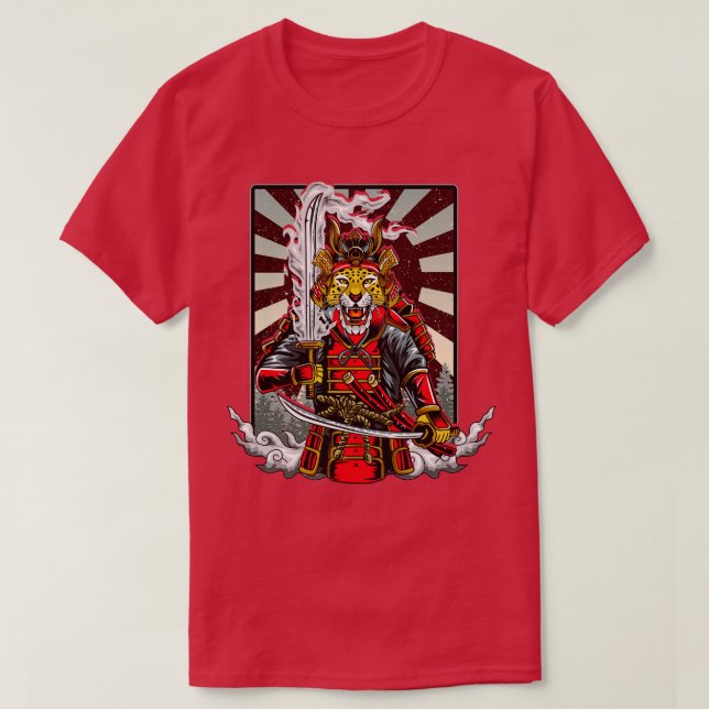 Camiseta Samurai Cheetah Warrior Japón (Diseño del anverso)