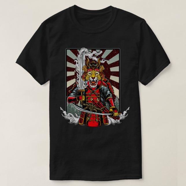 Camiseta Samurai Cheetah Warrior Japón (Diseño del anverso)