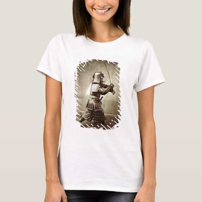 Camiseta Samurai con espada elevada, c.1860 (huella de albu (Anverso)