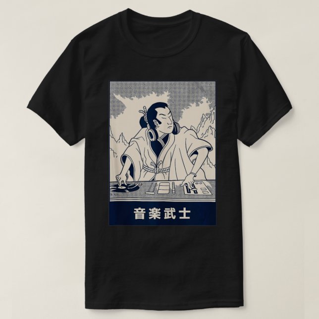 Camiseta Samurai DJ Gracioso arte japonés parodia estilo de (Diseño del anverso)