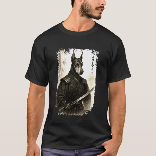 Camiseta Samurái Doberman Pinscher Perro Ninja Guerrero. Ja (Anverso)