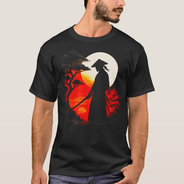 Camiseta Samurai en el atardecer - Japonés (Anverso)