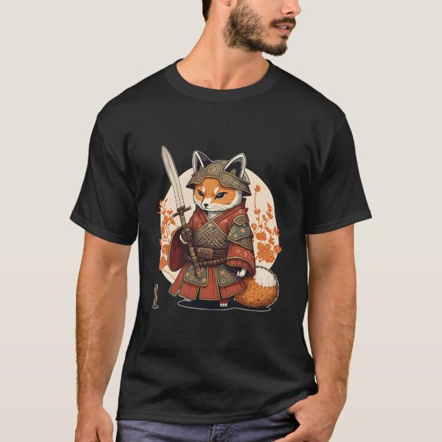 Camiseta Samurai Fox Warrior Japanese Ninja Fox Kawaii (Anverso)