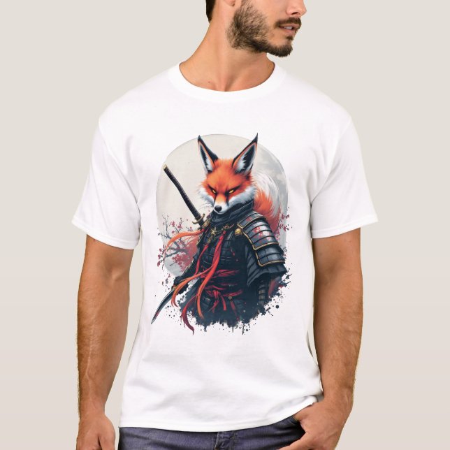 Camiseta Samurai Fox Warrior Japonés Ninja Fox Kawaii T-Sh (Anverso)