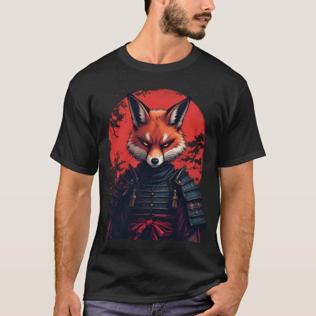 Camiseta Samurai Fox Warrior Japonés Ninja Fox Kawaii T-Sh (Anverso)