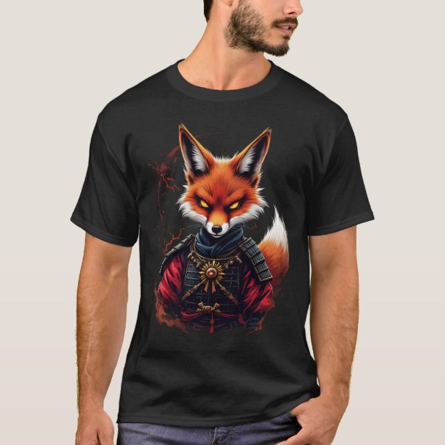 Camiseta Samurai Fox Warrior Japonés Ninja Fox Kawaii T-Sh (Anverso)