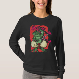 Camiseta Samurai Frog Kendo Katana Cherry Blossom Tree Saku