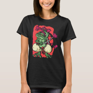 Camiseta Samurai Frog Kendo Katana Cherry Blossom Tree Saku