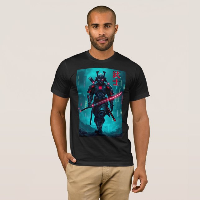 Camiseta Samurai futurista - Tee estético Cyberpunk (Anverso completo)