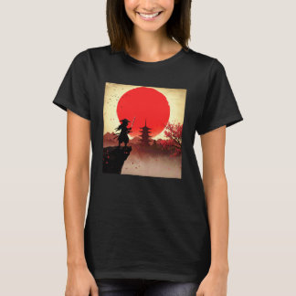 Camiseta Samurái gato para hombres arte japonés fresco flor