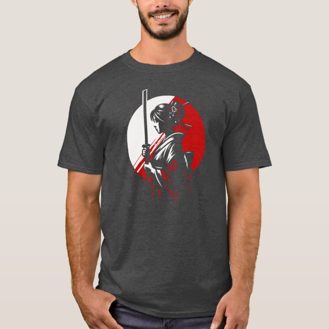 Camiseta Samurai Geisha con Katana Rising Sun Warrior Boxy (Anverso)