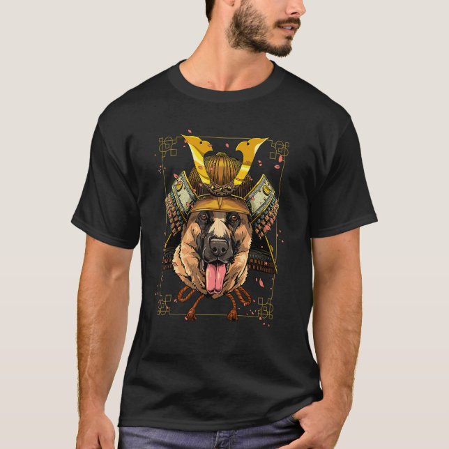 Camiseta Samurai German Shepherd Dog  Japanese Warrior Bush (Anverso)