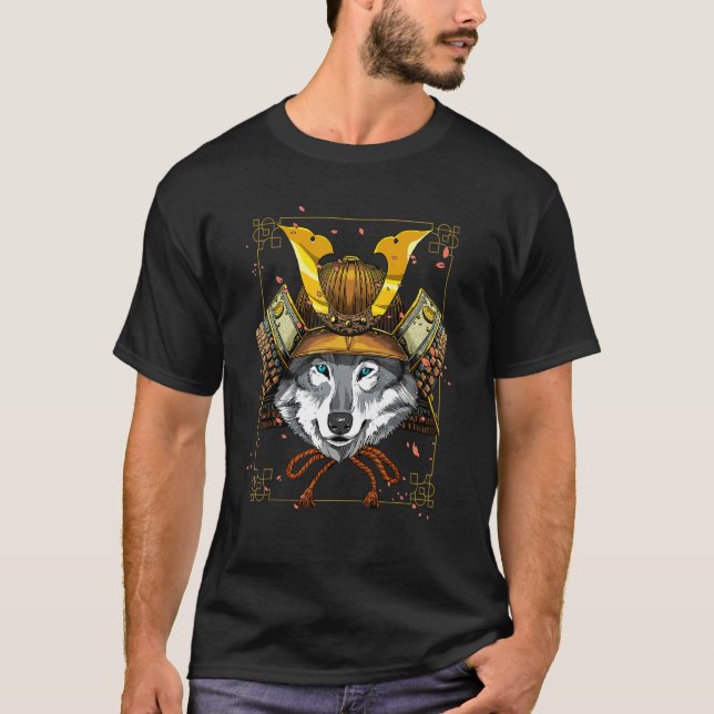 Camiseta Samurai Gray Wolf Japanese Warrior Bushido Japanes (Anverso)