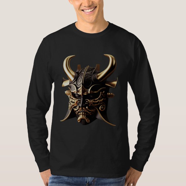 Camiseta Samurai Helmet Warrior Bushido Oni Mask Japanese C (Anverso)
