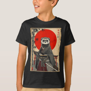 Camiseta Samurái Hurón Arte Japonés Vintage Guerrero Anime