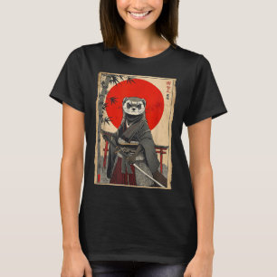 Camiseta Samurái Hurón Arte Japonés Vintage Guerrero Anime