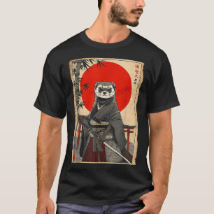 Camiseta Samurái Hurón Arte Japonés Vintage Guerrero Anime
