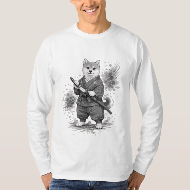 Camiseta 【Samurai Husky Ink Art Long Sleeve】 (Anverso)