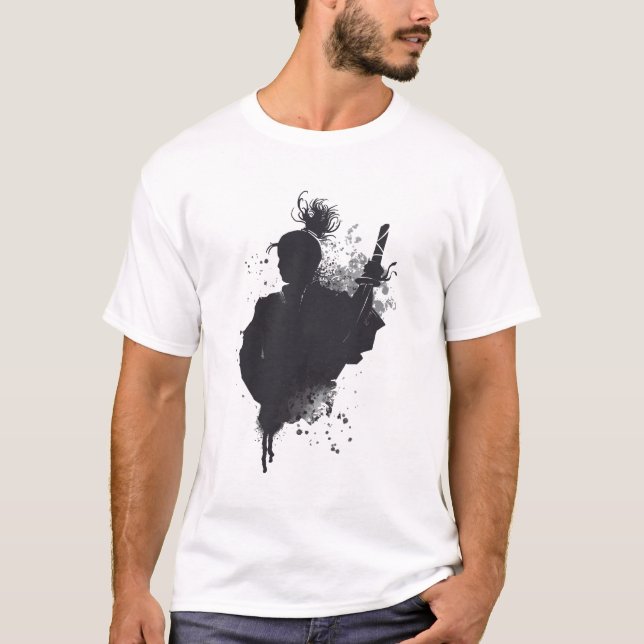 Camiseta Samurai Ink Silhouette Dark Warrior Art (Anverso)