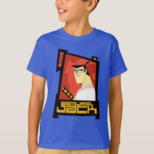 Camiseta Samurai Jack sonriendo gráfico de marco futurista