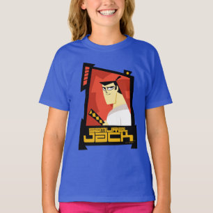 Camiseta Samurai Jack sonriendo gráfico de marco futurista
