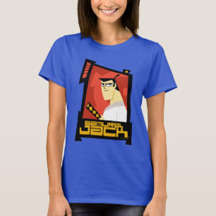 Camiseta Samurai Jack sonriendo gráfico de marco futurista