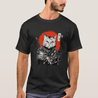 Camiseta Samurai Japanese Cat Bushido Warrior Katana Sword 