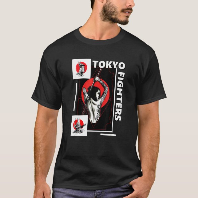 Camiseta Samurai Japón Chica Clipart Style Warrior Streetwe (Anverso)