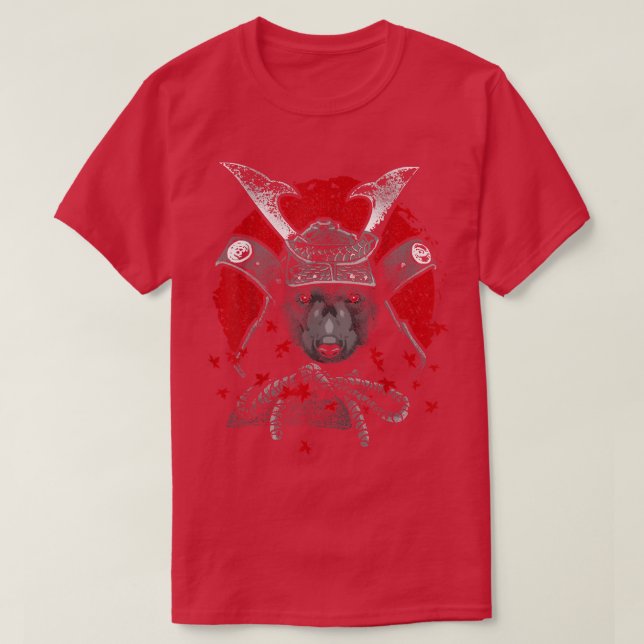 Camiseta Samurai japonés con oso pardo  (Diseño del anverso)