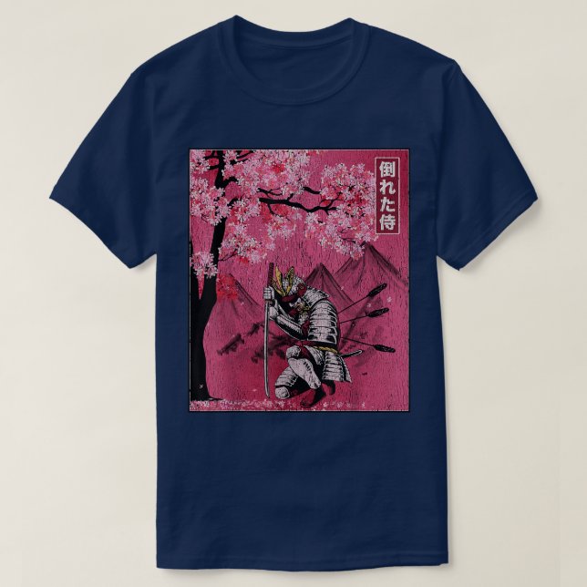 Camiseta Samurai Japonés falló guerrero cerezo en vin (Diseño del anverso)