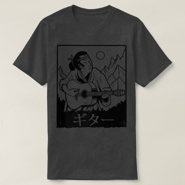 Camiseta Samurai Japonés Jugando Guitarra Bushido Code Warr (Diseño del anverso)