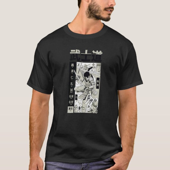 Camiseta Samurái japonés lucha contra la espada guerrera ja (Anverso)