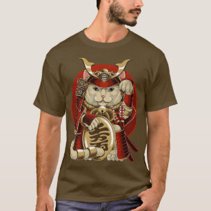 Camiseta Samurai japonés Maneki Neko Cat Bushido estética