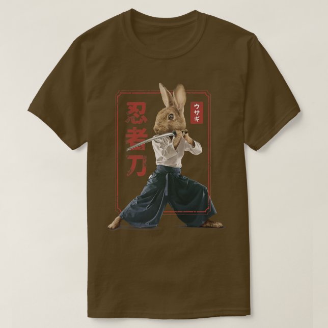 Camiseta Samurai Japonés Ninja Conejo Conejo Kawaii Tattoo (Diseño del anverso)