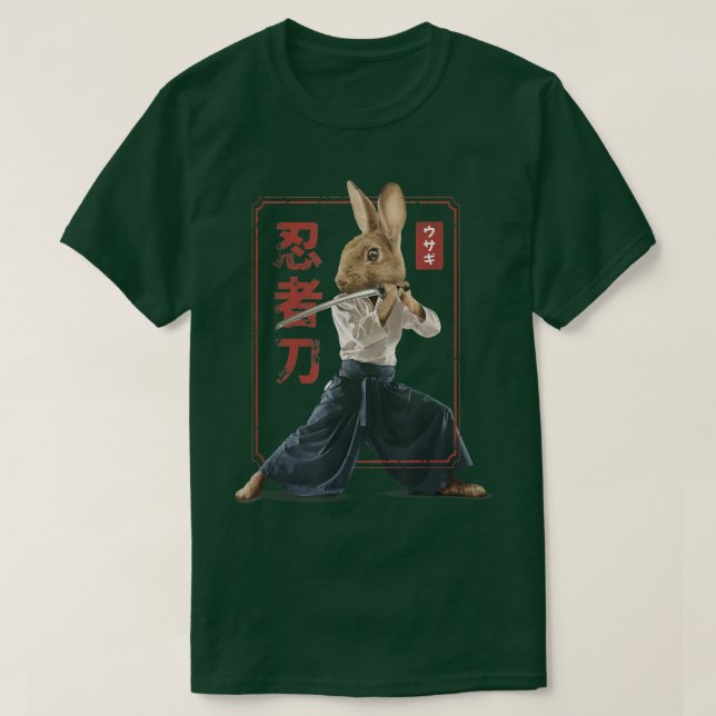 Camiseta Samurai Japonés Ninja Conejo Conejo Kawaii Tattoo  (Diseño del anverso)