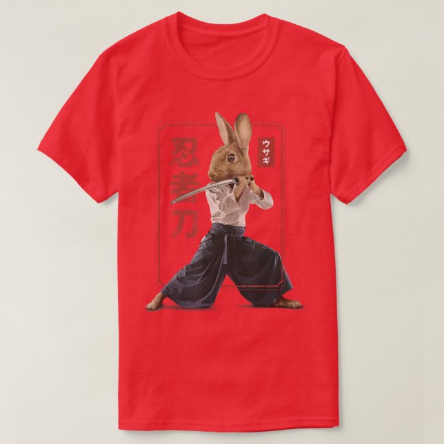 Camiseta Samurai Japonés Ninja Conejo Conejo Kawaii Tattoo  (Diseño del anverso)