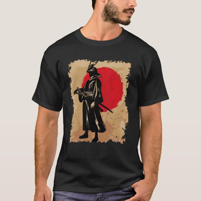 Camiseta Samurai japonés se pone de pie Sun Bushido Guerrer (Anverso)