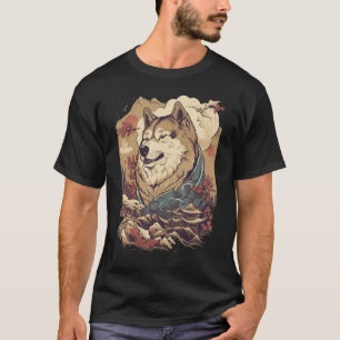 Camiseta Samurai japonés vintage Alaskan Malamute Perro