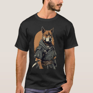 Camiseta Samurai japonés vintage Perro de la boca negra