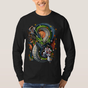 Camiseta Samurai japonés vs Dragon