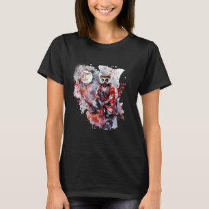 Camiseta Samurai Lemur Moon Arte Japonés Guerrero A