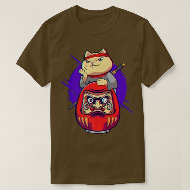 Camiseta Samurai Maneki Neko Ninja Bushido Kawaii Daruma Ae (Diseño del anverso)