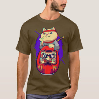 Camiseta Samurai Maneki Neko Ninja Bushido Kawaii Daruma Ae