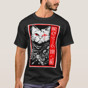 Camiseta Samurai Meowster Japonés Cat Warrior Graphic