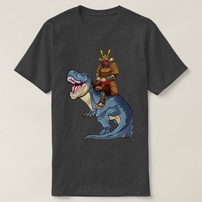 Camiseta Samurai monta en T-Rex Dinosaur Ro Medieval japoné (Diseño del anverso)